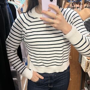 French Connection Black and White Striped Sweater